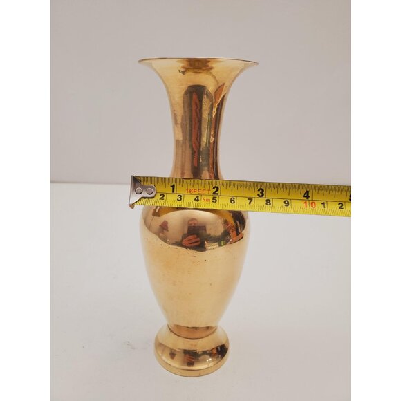 small Vintage Brass Vase - Boho / Eclectic Decor - Decorative Centerpiece Vase - Picture 8 of 9